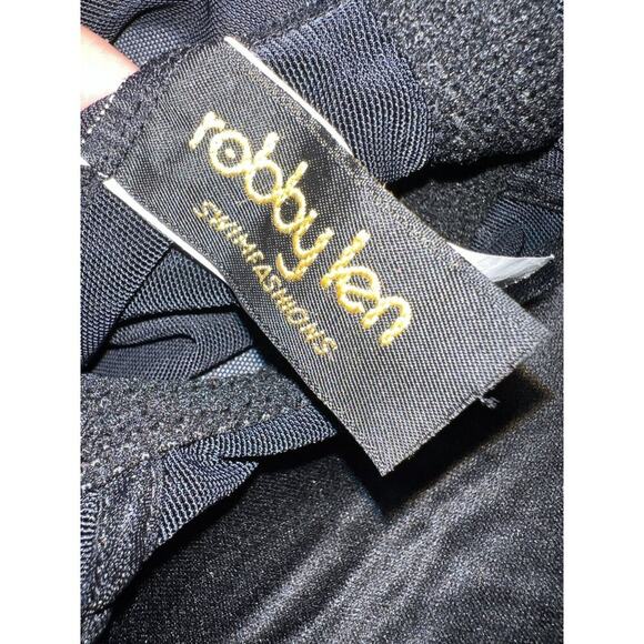 Vintage Robby Len Green Blue Tropical Floral Swim Dress One Piece Swimsuit Sz 12 - Picture 2 of 4